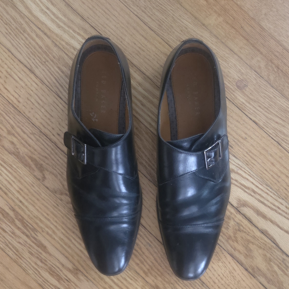 Ted Baker London Dark Leather Monk Strap Shoes